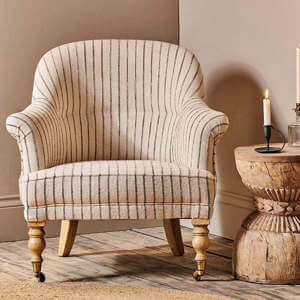 Nkuku Sanja Stripe Off White & Charcoal Armchair